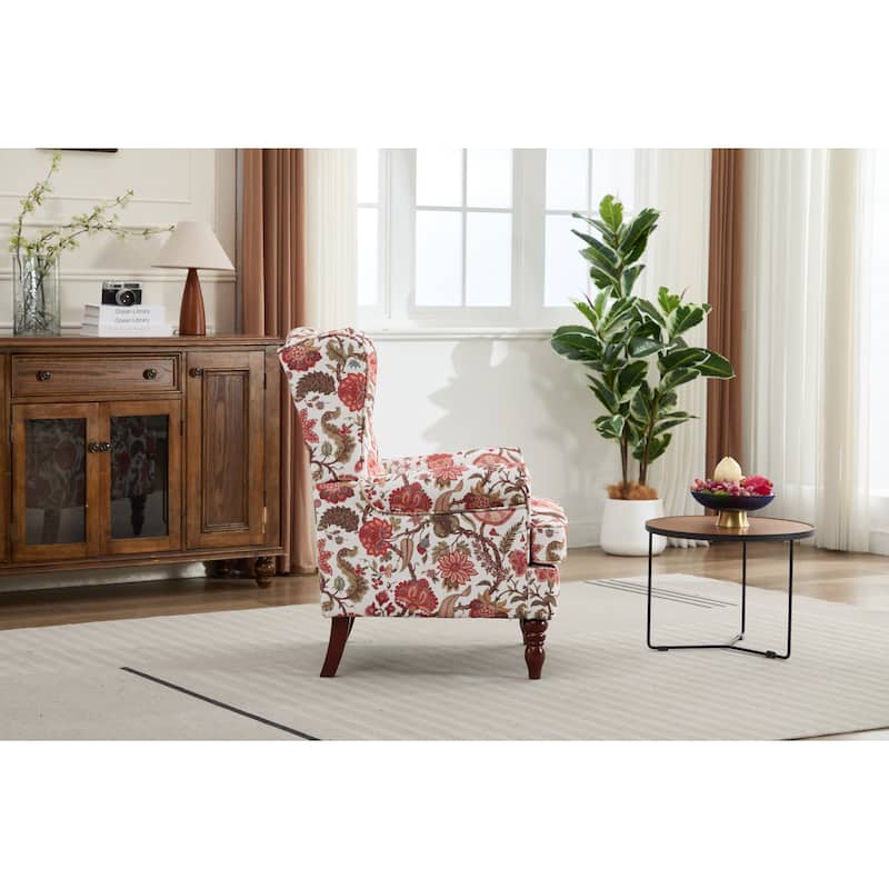Accent Chair Side Chair Reception Chair with Wood Legs, Single Sofa Chair Leisure Chair Red Office Chair