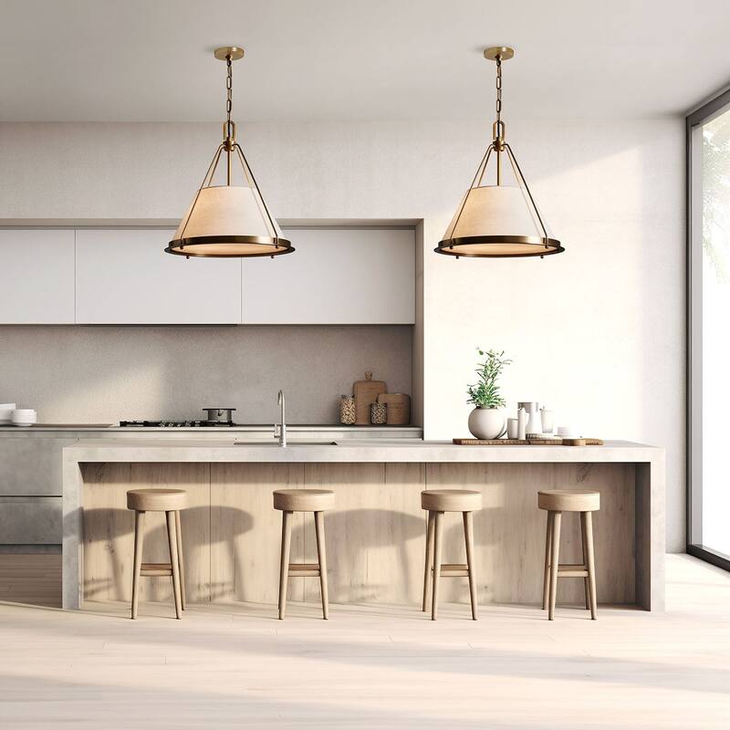 Draven Modern Pendant Light - Metal, Fabric & Gold, Matte Black Light Fixture For Modern, Contemporary, Minimalist Room Decor