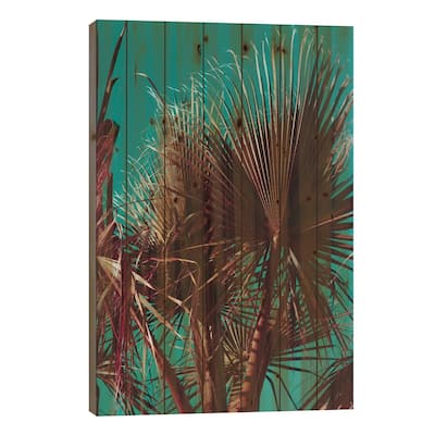Palms V Print On Wood by Sebastian Hilgetag - Multi-Color