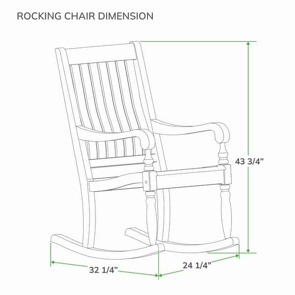 dimension image slide 3 of 6, Cambridge Casual Lyon Mahogany Oversize Wood Outdoor Rocking Chair