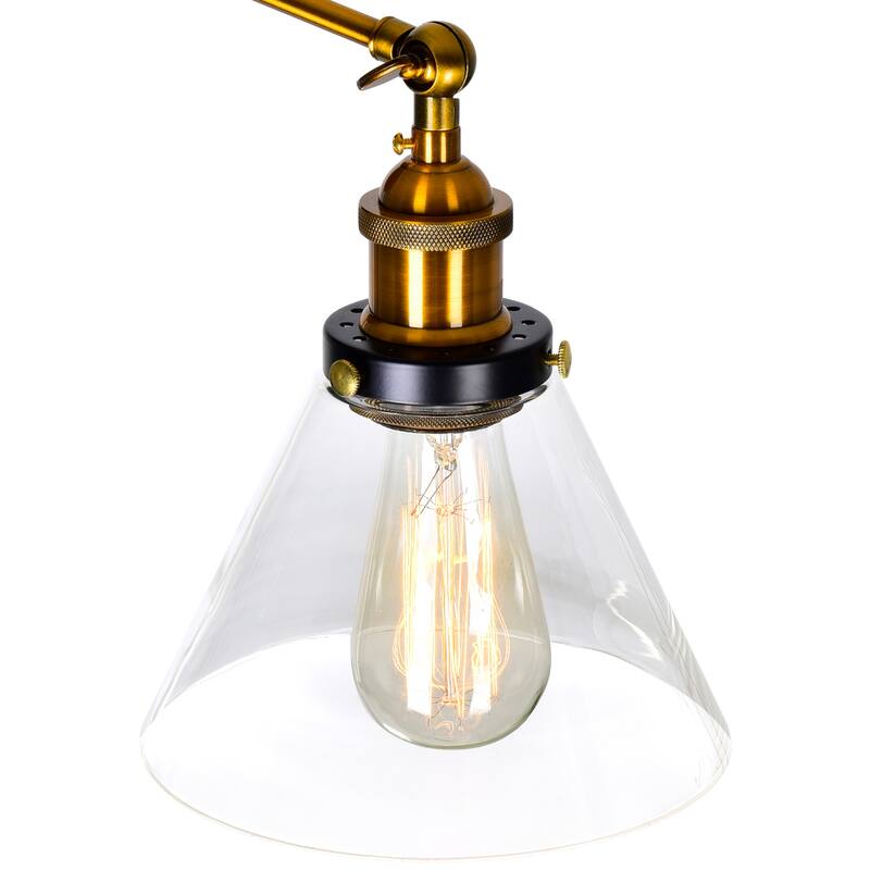 Eustis 3 Light Wall Sconce With Black & Gold Brass Finish - Black/Gold Brass
