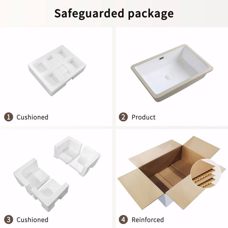 Eridanus Undermount Kitchen Sink - White Ceramic Sink, Deep Single Bowl (Without Bottom Grid and Strainer Drain