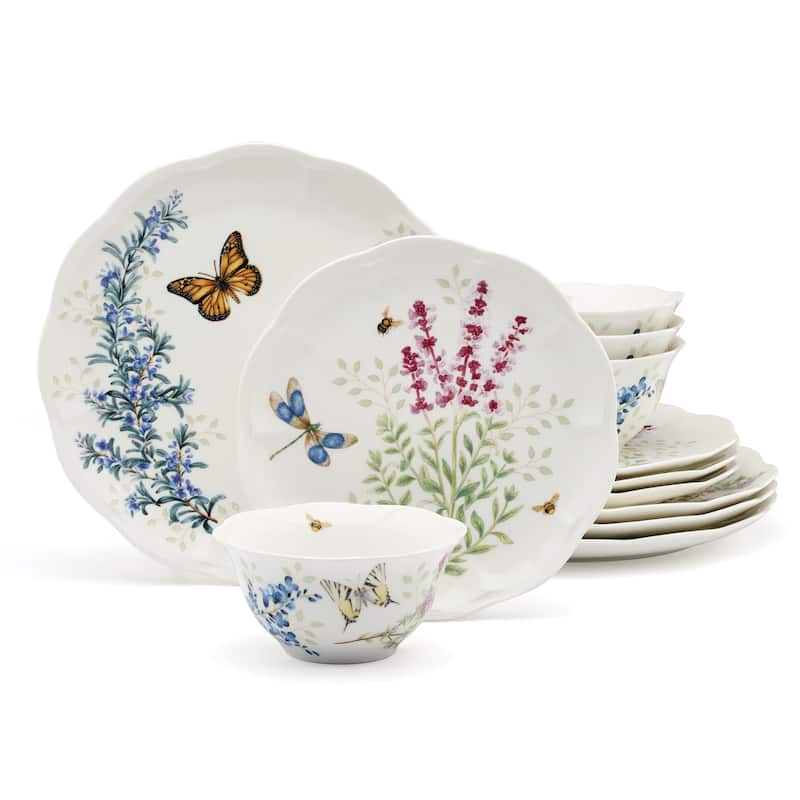 Lenox Butterfly Meadow Herbs Dinnerware Set, Service for 4 - Multi 12-Piece Dinnerware Set - 12 Piece