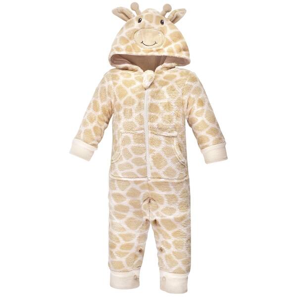 slide 1 of 1, Hudson Baby Unisex Baby Plush Jumpsuits, Giraffe 0-3 Months - Giraffe