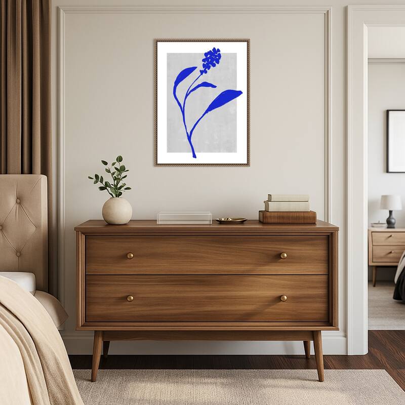 Azure Blossom Silhouette by Treechild Framed Canvas Wall Art Print