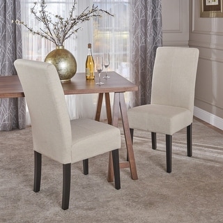 T-stitch Pattern Beige Fabric Dining Chair (Set of 2) by Christopher Knight Home
