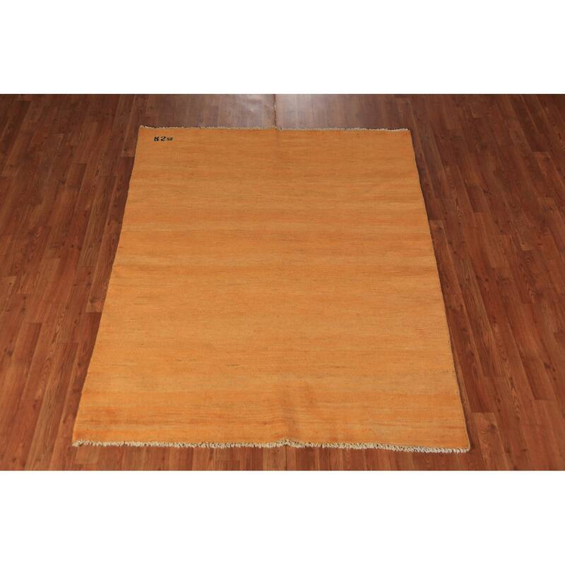 Gabbeh Modern Oriental Rug Handmade Stripe Tribal Wool Carpet - 4'10" x 5'10"