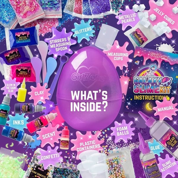 GirlZone Kit Slime Magico Uovo Sorpresa – Crea 6 Slime Incantati, Glow In The Dark, Pozioni E Bacchetta, Regalo Per Bambine 8-12 Anni