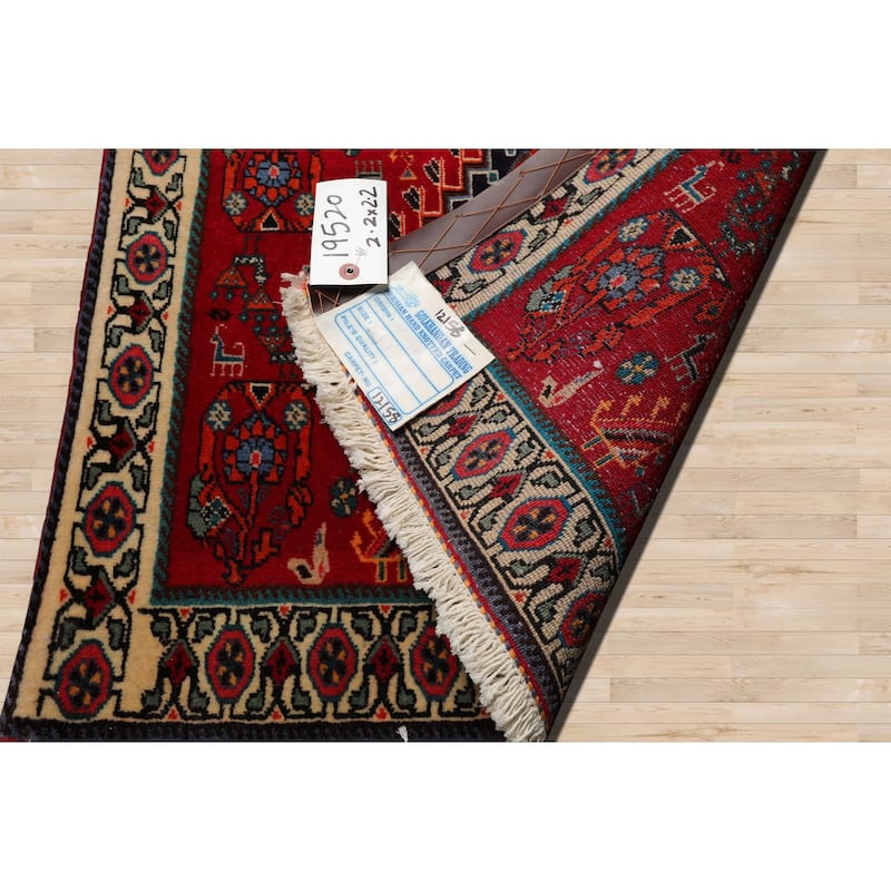 2'2''x2'2'' Square Hand Knotted Wool Red Abadeh Traditional Area Rug - 2' 2'' x 2' 2''-Square