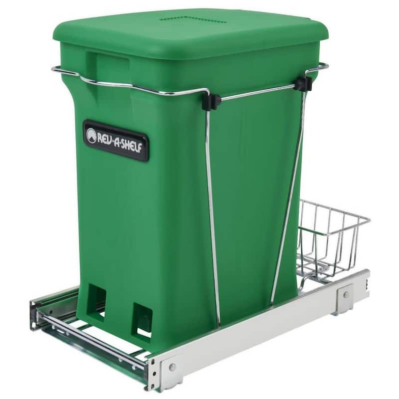 Rev-A-Shelf RV Series Bottom Mount Single Bin Trash Can - 24 Quart - Green