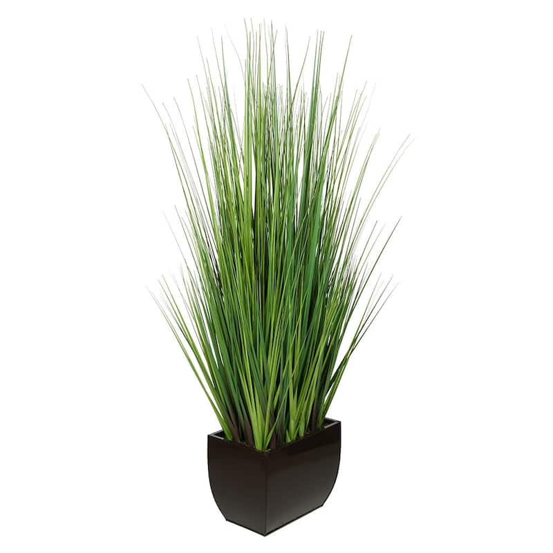 Faux PVC Grass in X-Large Rectangle Zinc Vase