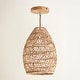 preview thumbnail 21 of 23, Callie Rattan Pendant Light - Natural Bell 1-Light Handwoven Ceiling Light