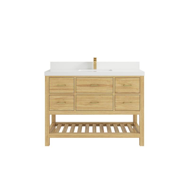 Willow Collections 48 in. W x 22 in. D Parker Solid Teak Single Sink Bathroom Vanity with Countertop