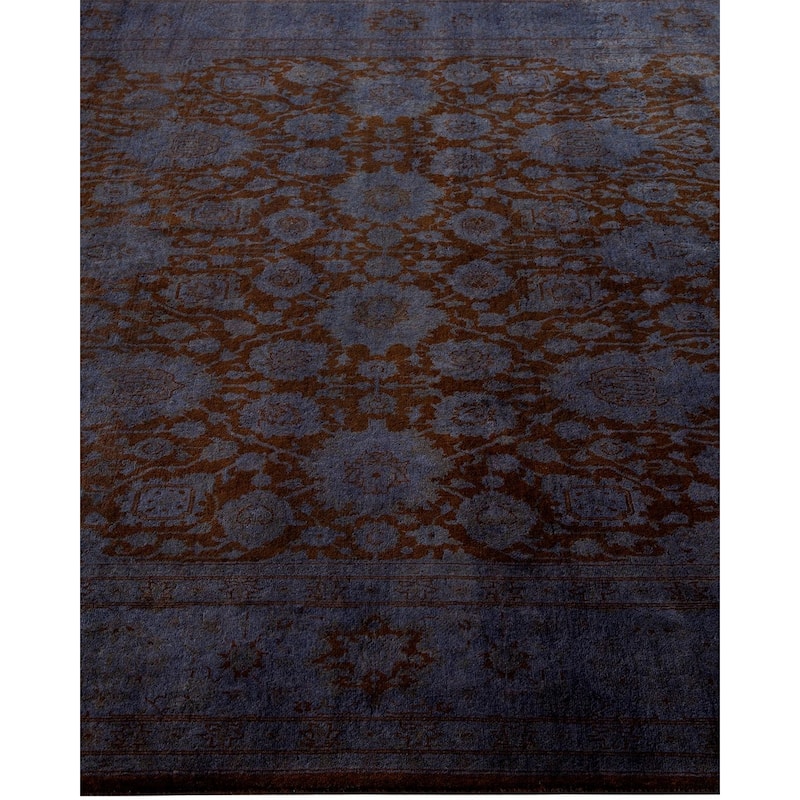 Overton Hand Knotted Wool Vintage Inspired Modern Contemporary Overdyed Purple Area Rug - 6' 1" x 9' 1"