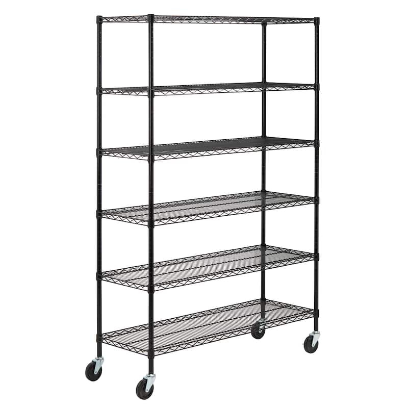 SAFAVIEH Storage Collection Juliet 6 Tier Heavy Duty Commercial Chrome Wire Shelf - 47.6" W x 18" L x 75" H