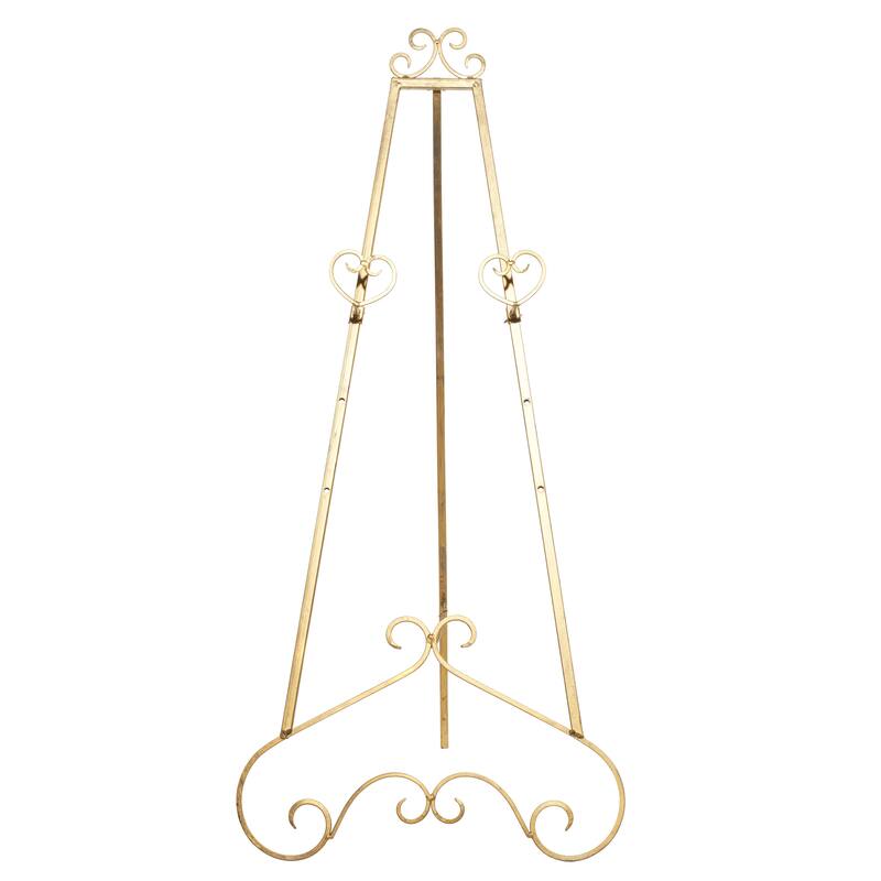 Metal Scroll Large Adjustable 3 Tier Easel with Chain Support - Gold or Gray - Roche River Decor