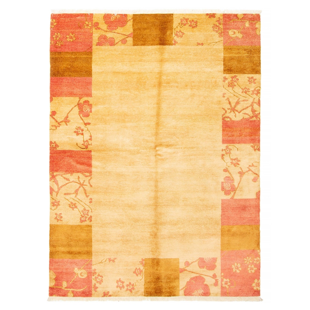 ECARPETGALLERY Hand-knotted Peshawar Ziegler Light Gold Wool Rug - 5'9 x 7'10