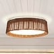 preview thumbnail 7 of 5, 16.5" Farmhouse Rattan LED Flush Mount Ceiling Light