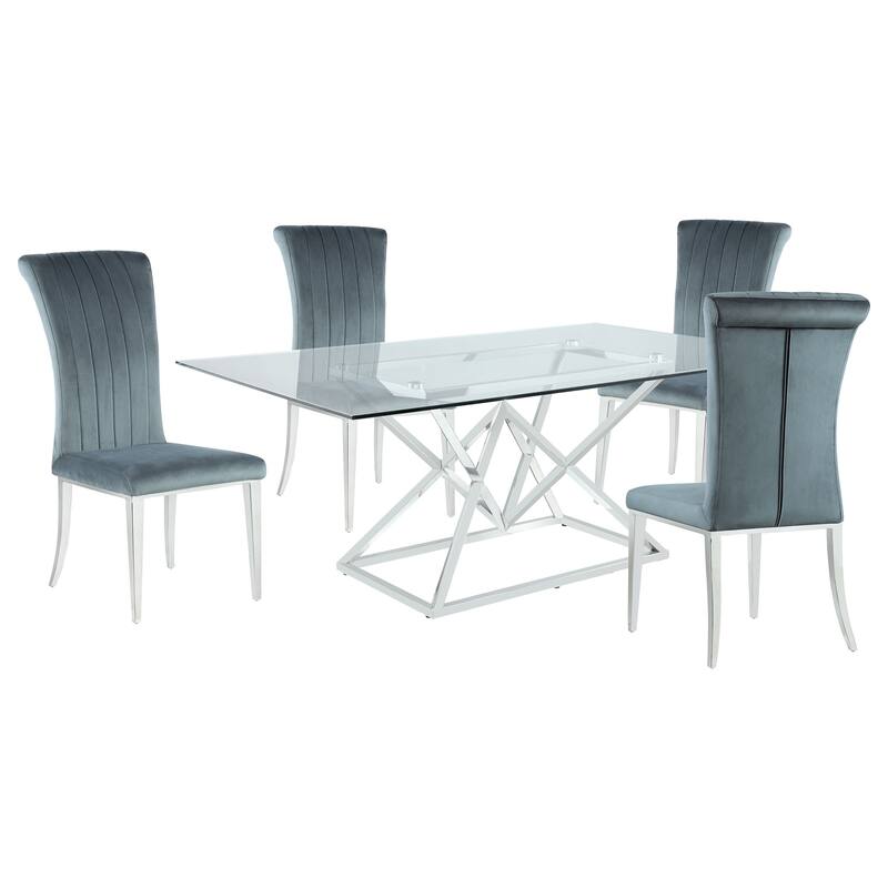 Beaufort Chrome and Grey Rectangular Dining Set