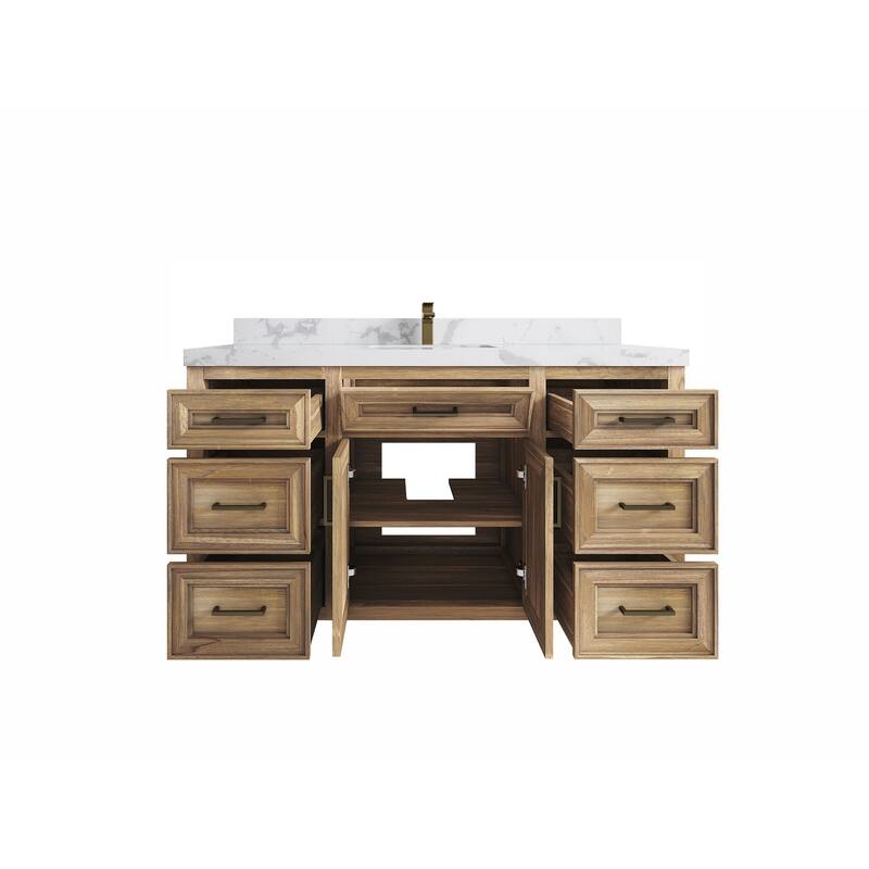 Willow Collections 60 in. W x 22 in. D Santa Monica Teak Single Sink Bathroom Vanity with Countertop