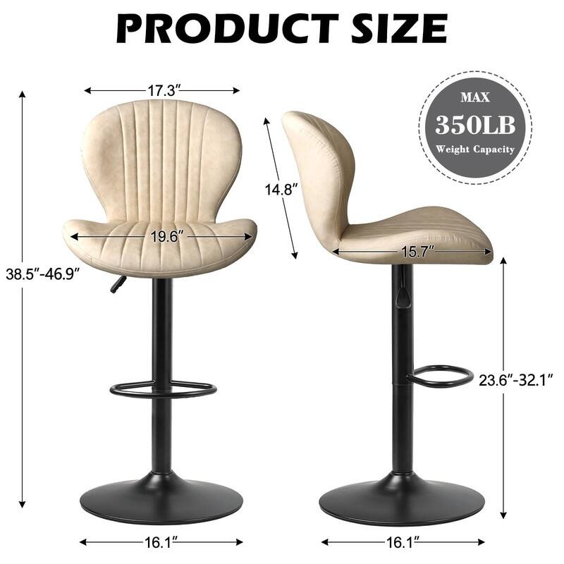 Bar Stools Set of 2,Adjustable Swivel Counter Height Bar Stools - 15.7"D x 19.6"W x 46.9"H