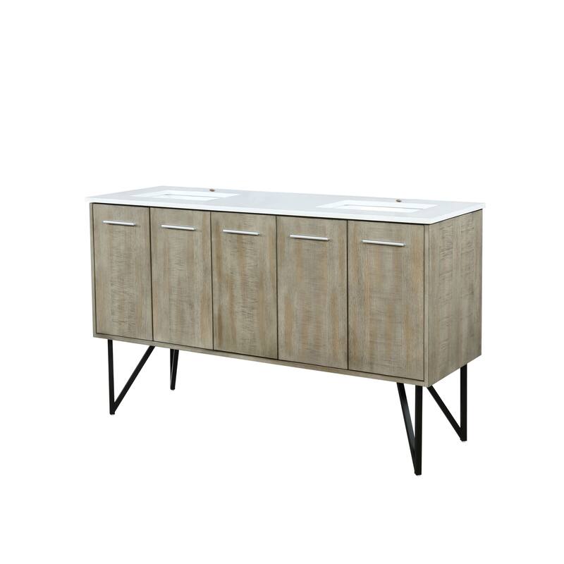 Lancy 60 in W x 20 in D Rustic Acacia Double Bath Vanity and White Quartz Top