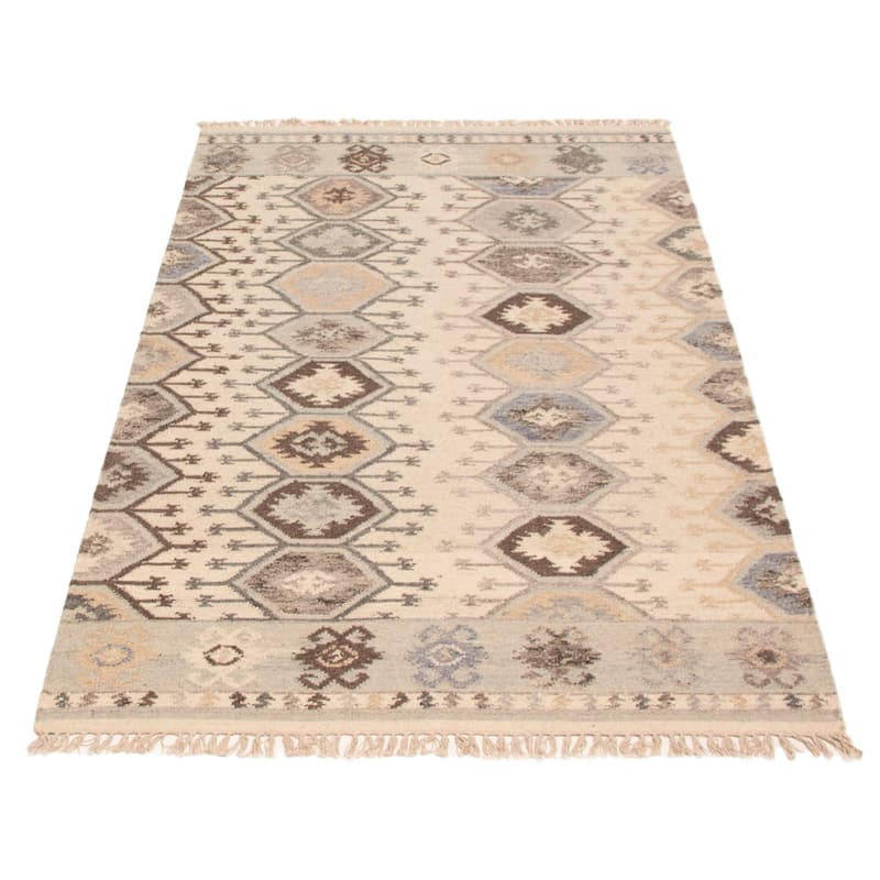 Ankara FW Cream Kilim 5'1" x 8'2" - 5'1 x 8'2