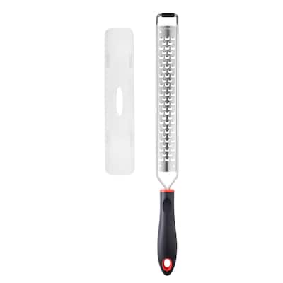 CatCora Coarse Etched Grater Zester with Safety Cover, Stainless Steel Blade For Grating, Zesting, and Garnishing, Soft Handle