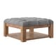 preview thumbnail 19 of 26, Lennon Pine Storage Ottoman Coffee Table by iNSPIRE Q Artisan Grey Linen - Button Tufts