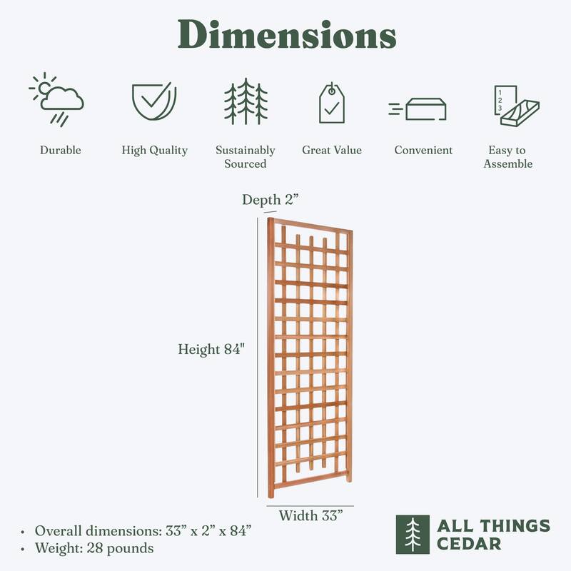 All Things Cedar 84"x33" Outdoor Single Trellis Handcrafted for Climbing Plants - 14