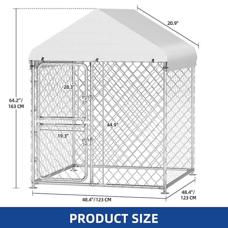 Moasis Large Outdoor Dog House with UV-Resistant Waterproof Roof Cover and Secure Lock Dog Fence Outdoor for Yard