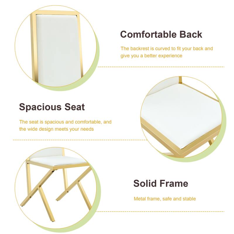 4-Pack Metal Framed PU Dining Chairs: Ergonomic Design, A Simple And Luxurious Choice Featuring Unique Gold Legs