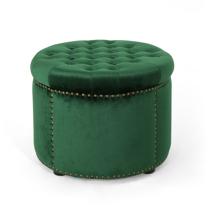 Zahra Velvet Tufted Ottoman by Christopher Knight Home