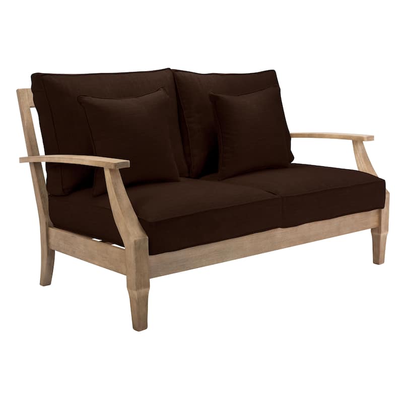 SAFAVIEH Couture Martinique Wood Patio Loveseat - 56"W x 35"D x 32"H