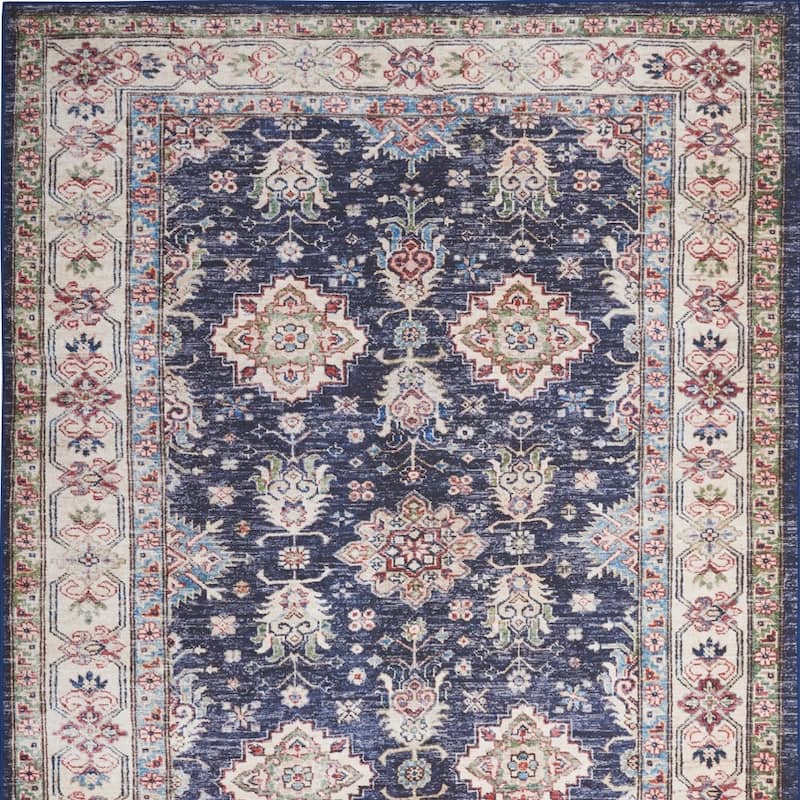 Power Loomed Distressed Floral Non Skid Stain Resistant Low Pile Area Rug - 118' X '94' X '0.25