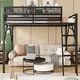 preview thumbnail 2 of 12, Full Size Loft Bed with Ladder and Storage Shelves