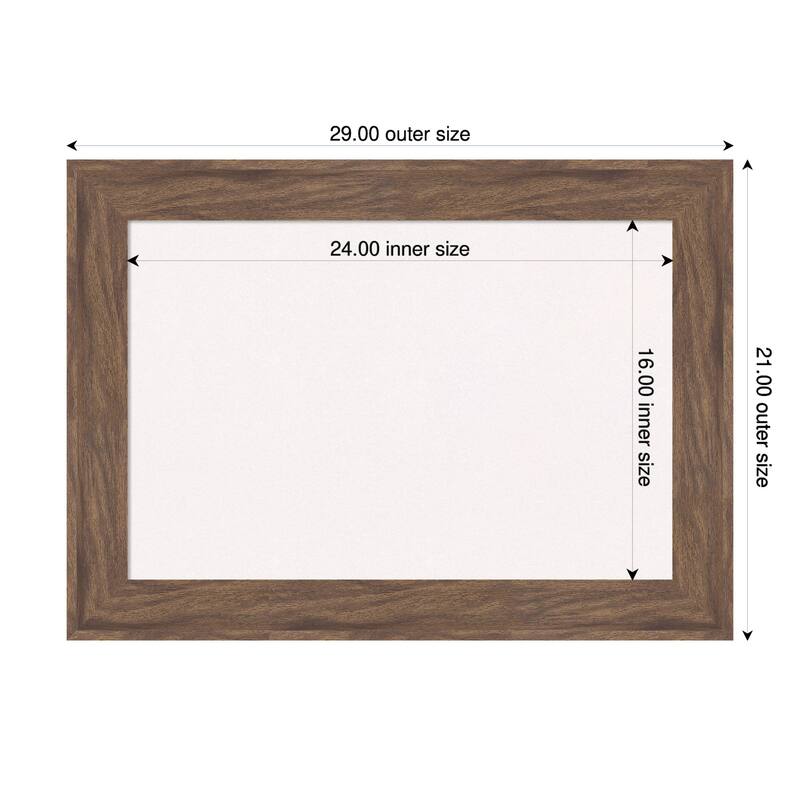 Pia Medium Brown Framed Cork Board - Bulletin Board, Organization Board, Pin Board - White - 29 x 21 in