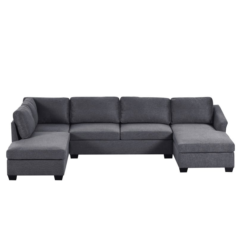 U-Shape Sectional Sofa, Double Extra Wide Chaise Lounge Couch