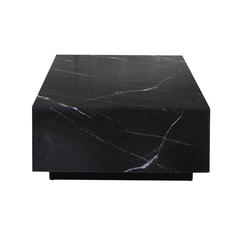 Faux Marble Solid Block Rectangular Coffee Table
