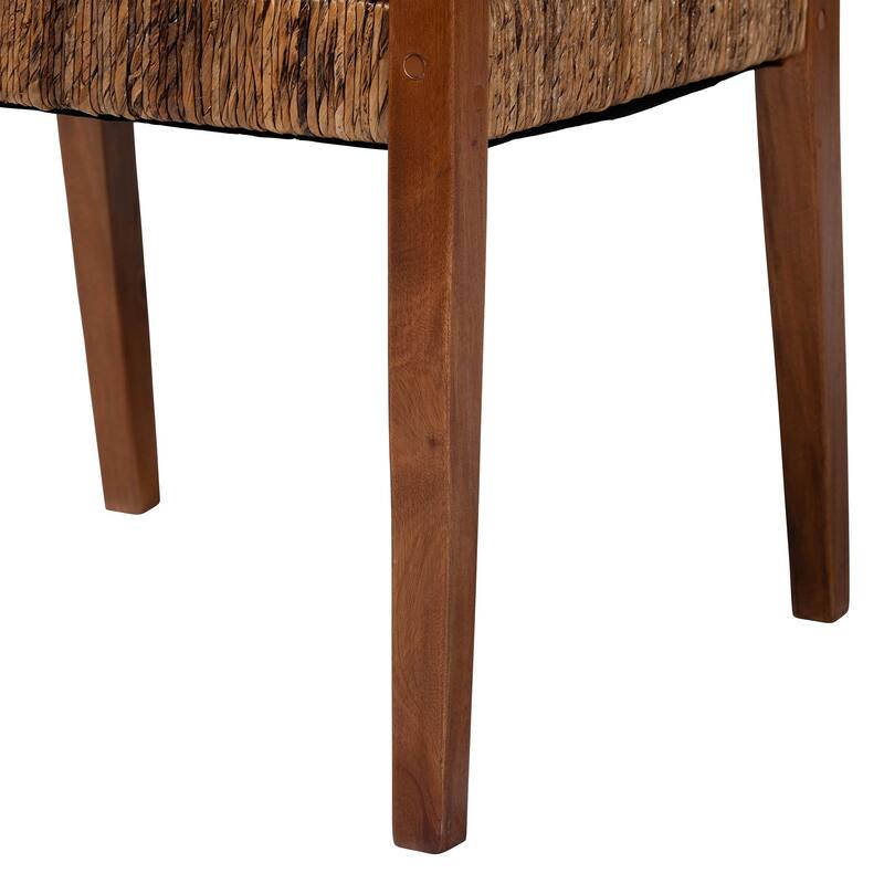 Chabela Handwoven Seagrass Dining Chair Set of 2- Solid Mango Wood Frame with Woven Seat and Backrest, Brown