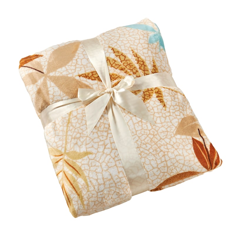 Printed Flannel Tropical Flower French / Puerto Rico Floral Throw