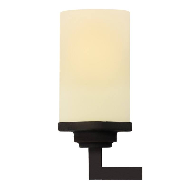 Jordan 2-Light Vanity Light in Ebony Bronze Finish with Frosted White Glass Shades - 15 x 9 x 5.1