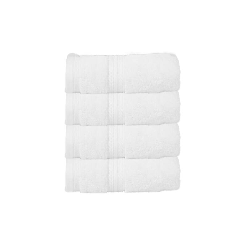 Home Weavers Elegance Essentials 550GSM Cotton Zero Twist Super Absorbent Hand Towel Set of 4 - 16"x24" - White