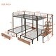 preview thumbnail 2 of 0, Black Full over Twin-Twin Triple Platform Bunk Bed W/ 2 Pull-out Drawers Under and Storage Staircase for Multi-Child Families