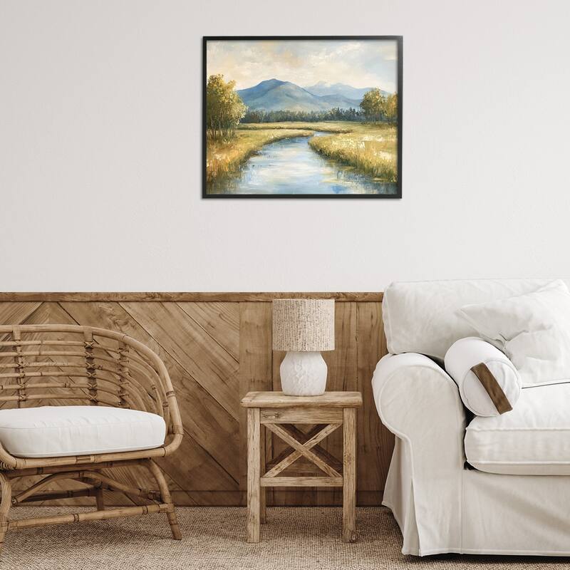 Stupell River Bend with Tall Grass Framed Giclee Art Design By Petal Prints Design