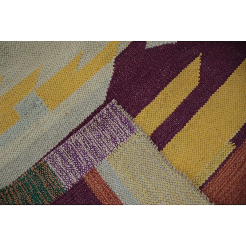 Hand Woven Oriental 100% Wool Carpet Southwestern Modern Multi-Colored Kilim Area Rug - 10' 1'' X 8' 2''