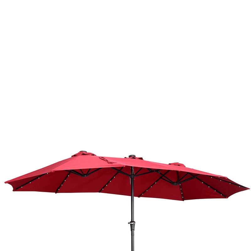 Ainfox 15ft Patio Umbrella with Lights without Base Outdoor Solar Umbrella