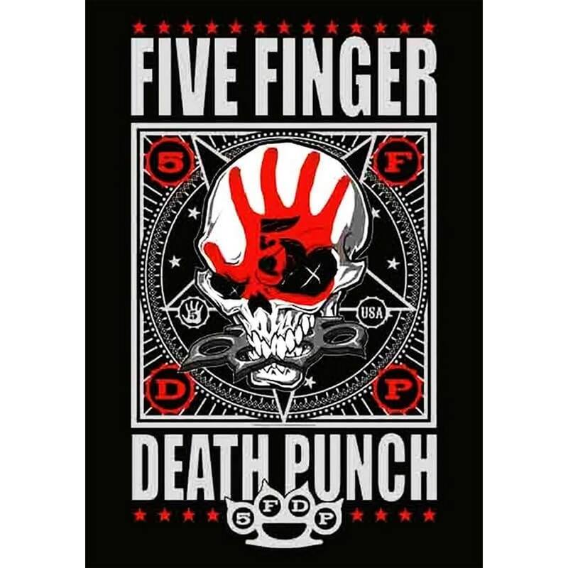 Five Finger Death Punch Red Hand Skull Art Poster - 24 x 36 Inch