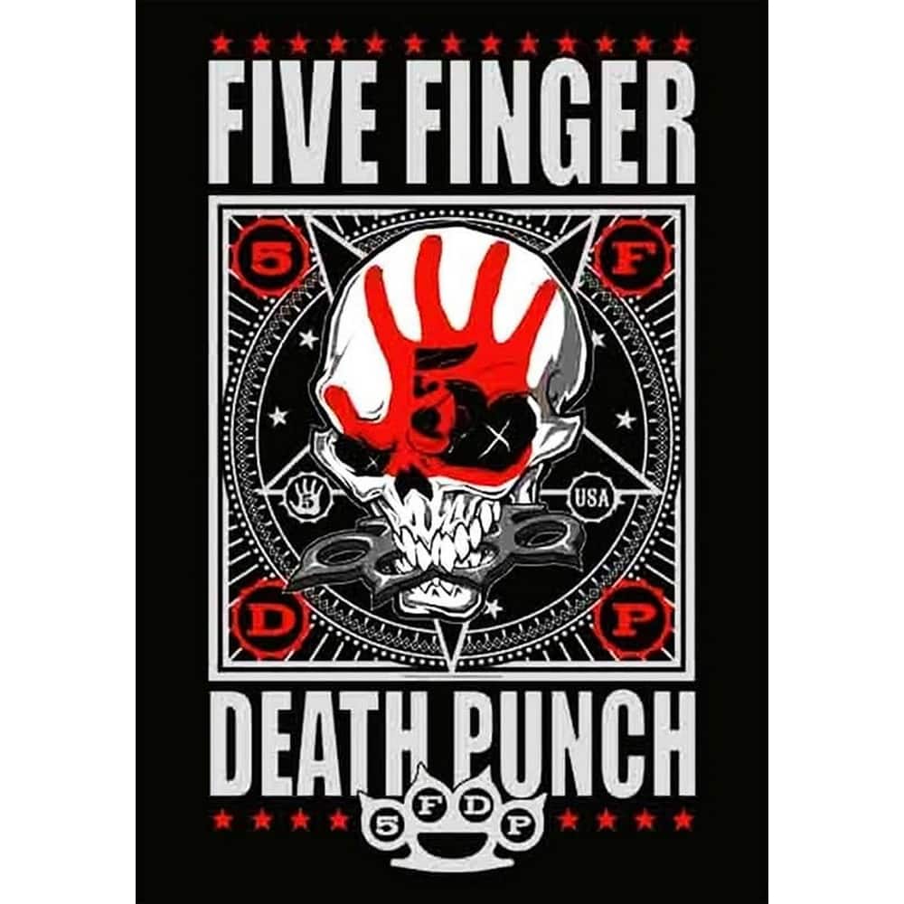 Five Finger Death Punch Red Hand Skull Art Poster - 24 x 36 Inch