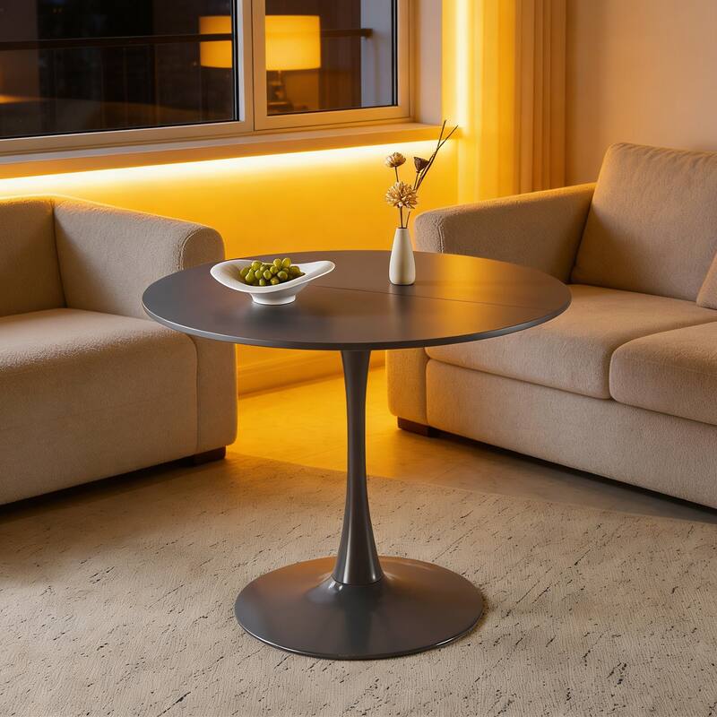 42.1"Tulip Table, Mid-Century Dining Table For 4-6 People - Round MDF Table Top (The Tabletop Consists Of Two Panels)